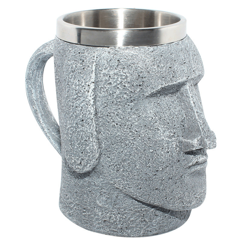 Moai Beer Glass Bottle Opener Stone Portrait