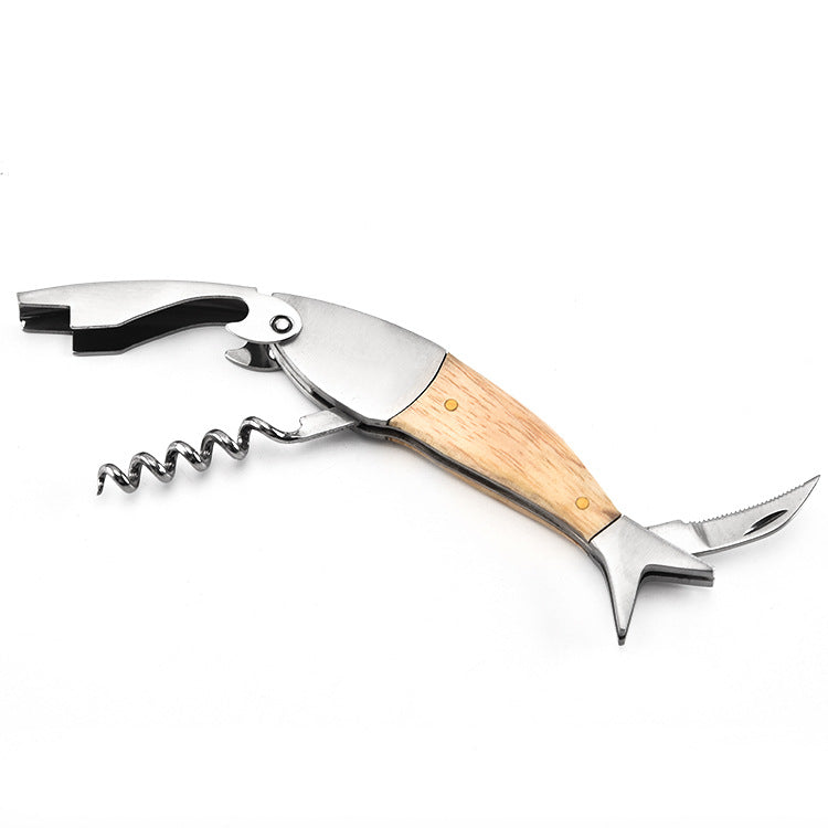 Multifunctional Wine And Beer Wooden Handle Opener