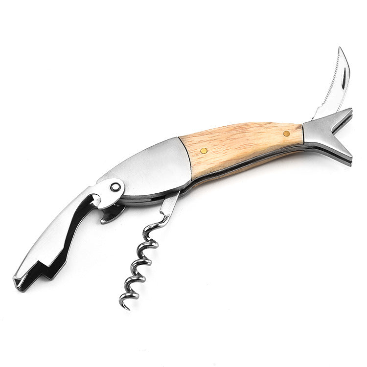 Multifunctional Wine And Beer Wooden Handle Opener