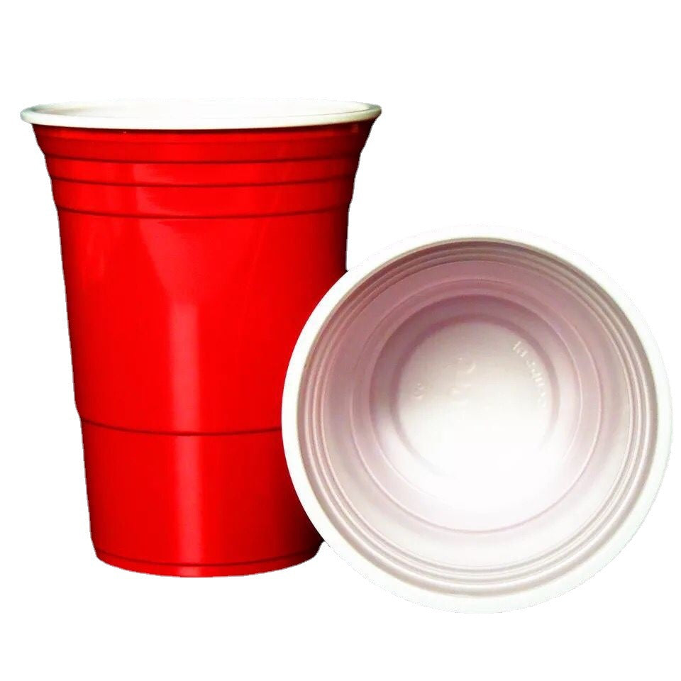 Gobelets en plastique de fête de bière-pong rouge de 450 ml